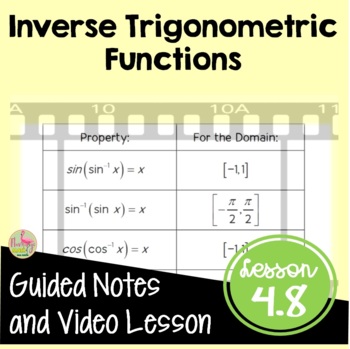 Preview of Inverse Trigonometric Functions Guided Notes with Video DISTANCE LEARNING