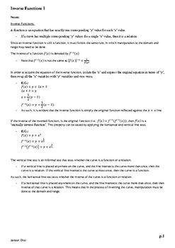 Preview of Inverse Trigonometric Functions (Notes and Questions)