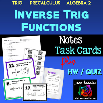 Preview of Inverse Trigonometric Functions Task Cards Organizer HW QR
