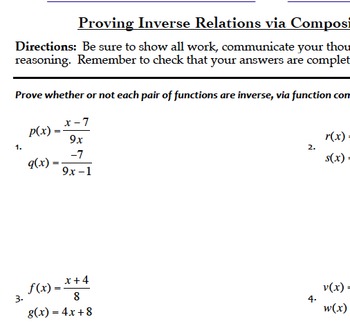 Preview of Inverse and Composite Functions Mini Bundle (Common Core Aligned, Algebra)