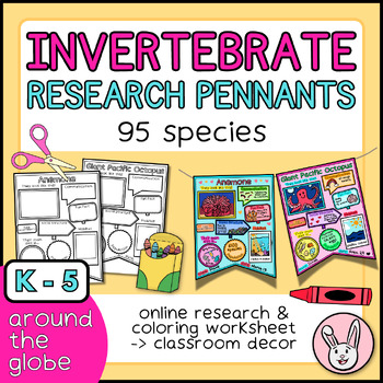 Preview of Invertebrate Research Pennants | 95 Animals | Earth Day, Science, and Biology