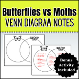 Invertebrates: Butterfly vs. Moth Venn Diagram Notes