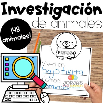 Preview of Investigación de animales Reporte en español Animal Research in Spanish