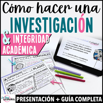 Preview of Investigación e integridad académica - Secondary Research Paper Unit in Spanish