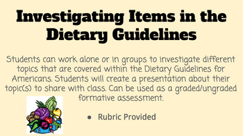 Preview of Investigating Items in the Dietary Guidelines
