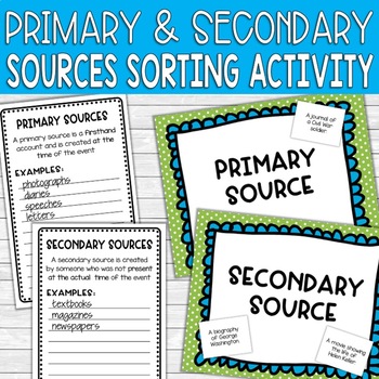 Preview of Primary and Secondary Sources Activity