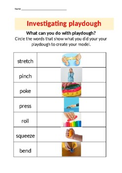 Preview of Investigating playdough skills