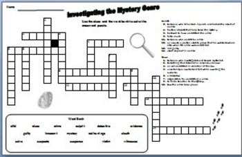 Investigating the Mystery Genre Crossword by Lynette Miller TPT
