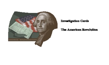 Preview of Investigation Cards: American Revolution