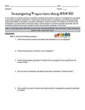 Preview of Investigation Proportions - M&Ms