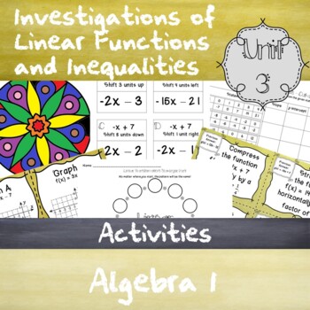 Preview of Investigation of Linear Functions and Inequalities - Unit 3-Algebra 1-Activities