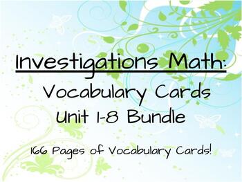 Preview of Investigations Math: All Units Vocabulary