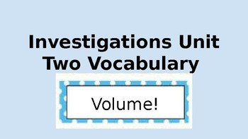Preview of Investigations Two: Unit Vocabulary Instruction!