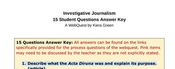 Preview of Investigative Journalism Unit-15 Student Questions Answer Key