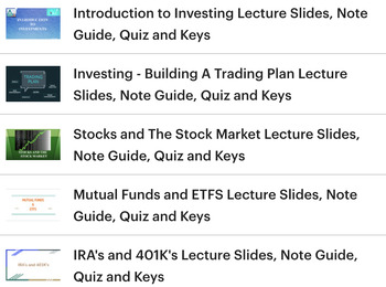 Preview of Investing Class Bundle - Slides, Note Guides, Quizes and Keys