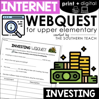 Preview of Investing - Finances WebQuest - Internet Scavenger Hunt Activity