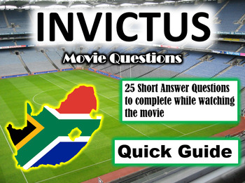 Preview of Invictus (2009) - 25 Movie Questions with Answer Key (Quick Guide)
