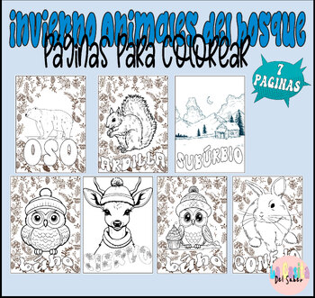 Preview of Invierno Animales del bosque |Winter Woodland Coloring Sheets For Pre-K Students