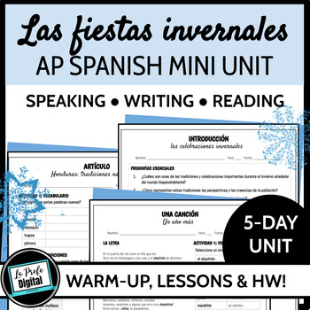 Preview of Invierno, Navidad, Año Nuevo 5-day Mini Unit for AP Spanish 4 - winter holidays