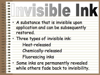 Preview of Invisible Ink Power Point