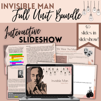 Invisible Man Activity Lesson Assessment and Close Reading Bundle