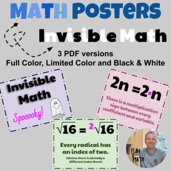 Preview of Invisible Math Posters - 3 versions included