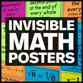 Preview of Invisible Math Posters and Worksheets - Math Classroom Decor