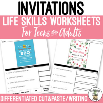 Preview of Reading Invitations Worksheets Distance Learning