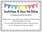 Invitations and Save the Dates (Blank) for Spring/End of t