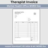 Invoice Template for Private Practice, WORD Doc Private Co
