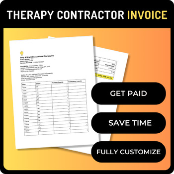 Preview of Invoice for Occupational or Speech Therapy Contractor