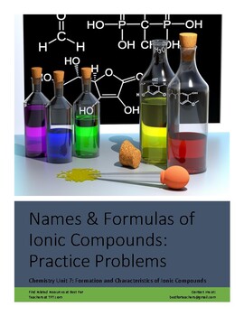 Preview of Ionic Bonds: Writing Names and Formulas Practice and Review Worksheet