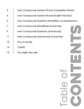 Ionic Bonds and Compounds Mystery Picture Worksheet for Review or