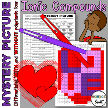 Preview of Ionic Bonds and Compounds Mystery Picture Worksheet for Review or Assessment