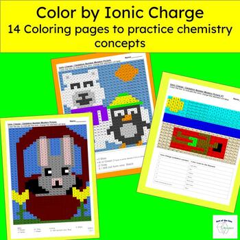 Preview of Ionic Charge Color Worksheets  - Oxidation number - Cation / Anion -  Sub Plans
