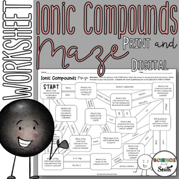 Preview of Ionic Compounds Maze Worksheet in Print and Digital | Distance Learning