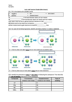 Preview of Ionic and Covalent Bonds - Worksheet | Easel Activity & Printable PDF