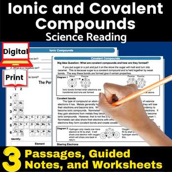 Preview of Ionic and Covalent Compounds and Bonding science reading Comprehension Passages