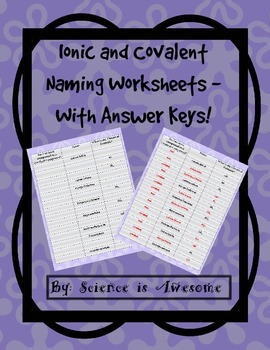 Ionic and Covalent Naming Worksheet by Science is Awesome | TpT