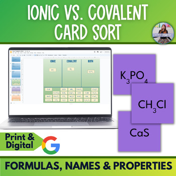 Preview of Ionic vs. Covalent Bonding Card Sort - Properties, Names, Formulas & Electrolyte