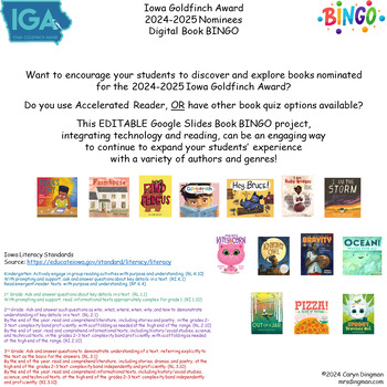 Preview of Iowa Goldfinch Book Award 2025 Nominees Digital Book BINGO