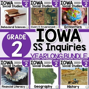 Preview of Iowa Grade 2 Social Studies Inquiries Yearlong BUNDLE