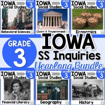 Preview of Iowa Grade 3 Social Studies Inquiries Yearlong BUNDLE
