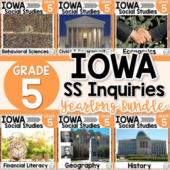 Preview of Iowa Grade 5 Social Studies Inquiries Yearlong | History | Civics | Government