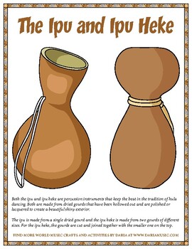 Preview of Ipu and Ipu Heke (Percussion From Hawaii) Mini-Poster and Coloring Page