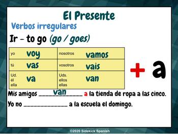 Ir Dar Estar in Present Tense Spanish Intro Notes and Whiteboard Activities