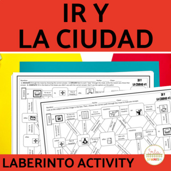 Preview of Ir and La Ciudad Vocabulary Spanish Maze Practice Activity with DIGITAL Option