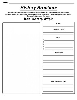 Preview of Iran-Contra Affair "Informational Brochure" Worksheet