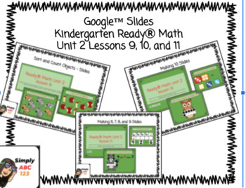 Preview of IreadyⓇ - Kindergarten - ReadyⓇMath - Part 2 Unit 2 lessons 9, 10, and 11