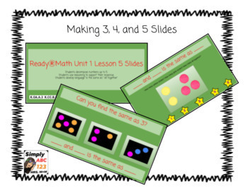 Preview of IreadyⓇ - Kindergarten ReadyⓇMath Unit 1 Lesson 5 Slides